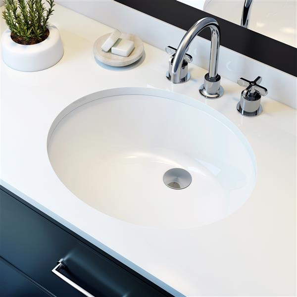 A&E Bath & Shower Sulu Undermount Ceramic Basin Sink, Glossy White