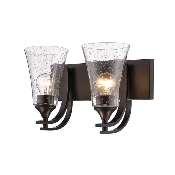 Millenium Lighting Natalie 2-Light Vanity Light With Clear Seeded Glass - Rubbed Bronze