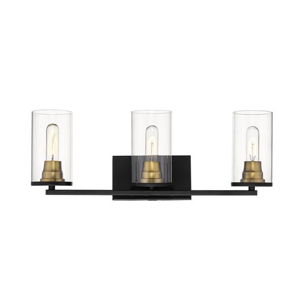 Millenium Lighting Burbank Matte 3-Light Vanity Light With Clear Glass - Black/Heirloom Bronze