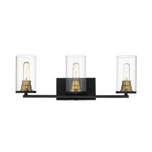 Millenium Lighting Burbank Matte 3-Light Vanity Light With Clear Glass - Black/Heirloom Bronze