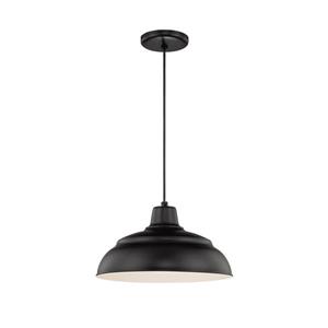 Millenium Lighting R Series Warehouse 1-Light Cord Hung Pendant Light - 14-in - Satin Black