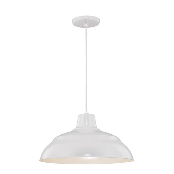 Millenium Lighting R Series Warehouse 1-Light Cord Hung Pendant Light - 17-in - White