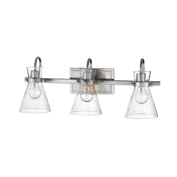 Millenium Lighting 3-Light Vanity Light With Clear Seeded Glass - Brushed Nickel