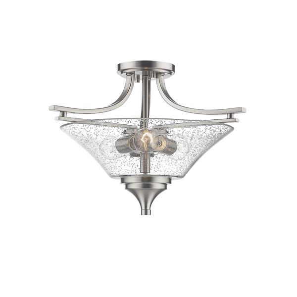 Millenium Lighting Natalie Semi-Flush Mount Light With Clear Seeded Glass - 3 Lights - Satin Nickel