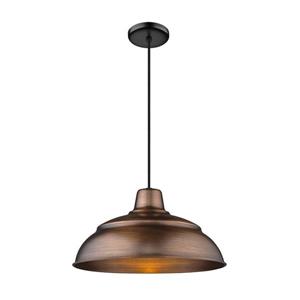 Millenium Lighting R Series Warehouse 1-Light Cord Hung Pendant Light - 17-in - Antique Copper