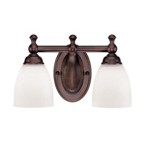 Millenium Lighting 2-Light Vanity Light With Etched White Glass - Rubbed Bronze