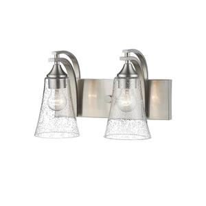 Millenium Lighting Natalie 2-Light Vanity Light With Clear Seeded Glass - Satin Nickel