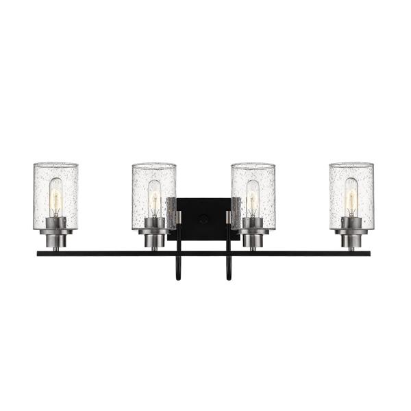 Millenium Lighting Clifton  4-Light Vanity Light With Clear Glass - Black/Brushed Nickel