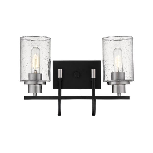 Millenium Lighting Clifton  2-Light Vanity Light With Clear Glass - Black/Brushed Nickel