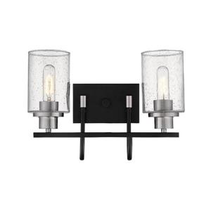 Millenium Lighting Clifton  2-Light Vanity Light With Clear Glass - Black/Brushed Nickel