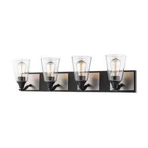 Millenium Lighting 4-Light Vanity Light With Clear Seeded Glass - Matte Black/Brushed Pewter