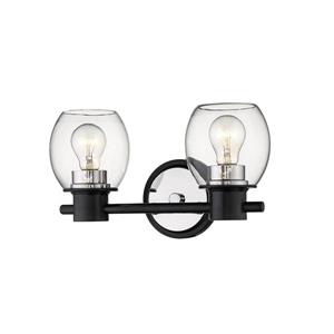 Millenium Lighting 2-Light Vanity Light With Clear Glass - Matte Black/Polished Nickel