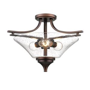 Millenium Lighting Natalie Semi-Flush Mount Light With Clear Seeded Glass - 3 Lights - Rubbed Bronze