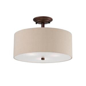 Millenium Lighting Jackson Semi-Flush Mount Light With Etched White Glass - 3 Lights - 15-in - Beige