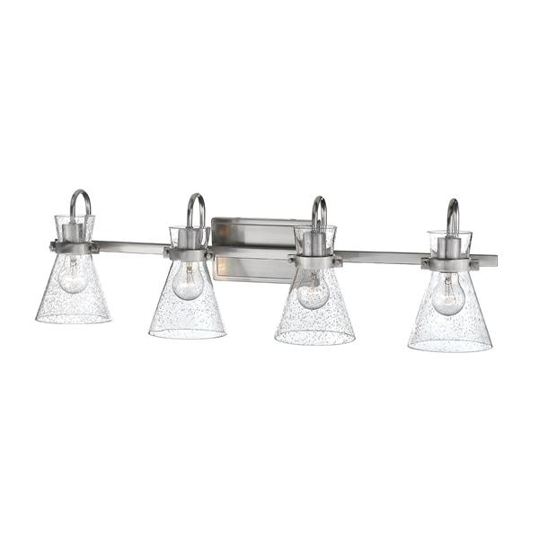Millenium Lighting 4-Light Vanity Light With Clear Seeded Glass - Brushed Nickel