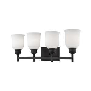 Millenium Lighting Burbank 4-Light Vanity Light With Etched White Glass - Matte Black