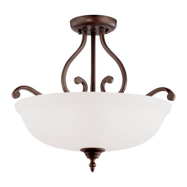 Millenium Lighting Courtney Lakes Semi-Flush Mount Light With Turinian Scavo Glass - 3 Lights - Rubbed Bronze