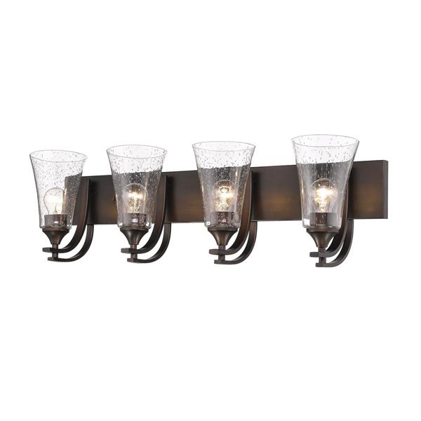 Millenium Lighting Natalie 4-Light Vanity Light With Clear Seeded Glass - Rubbed Bronze