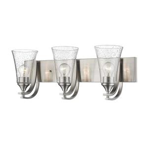 Millenium Lighting Natalie 3-Light Vanity Light With Clear Seeded Glass - Satin Nickel