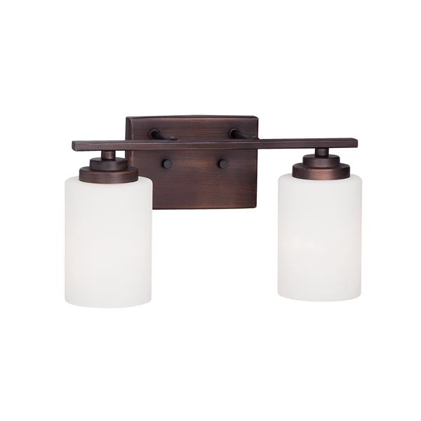 Millenium Lighting Durham 2-Light Vanity Light With Etched White Glass - Rubbed Bronze