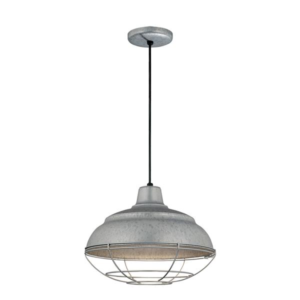 Millenium Lighting R Series Warehouse 1-Light Cord Hung Pendant Light - 14-in - Satin Nickel