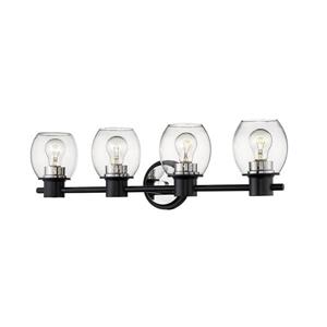 Millenium Lighting 4-Light Vanity Light With Clear Glass - Matte Black/Polished Nickel