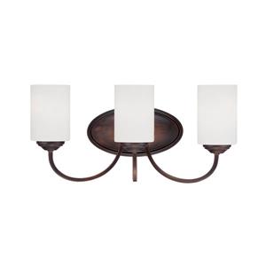 Millenium Lighting Lansing 3-Light Vanity Light With Etched White Glass - Rubbed Bronze