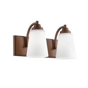 Millenium Lighting 2-Light Vanity Light With Etched White Glass - Rubbed Bronze