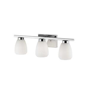 Millenium Lighting 3-Light Vanity Light With Etched White Glass - Chrome