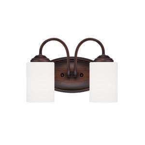 Millenium Lighting Lansing 2-Light Vanity Light With Etched White Glass - Rubbed Bronze