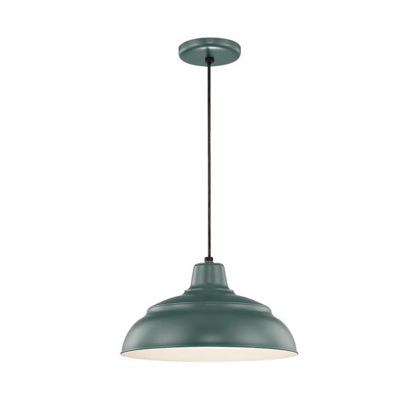 Millenium Lighting R Series Warehouse 1-Light Cord Hung Pendant Light - 14-in - Satin Green