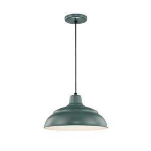 Millenium Lighting R Series Warehouse 1-Light Cord Hung Pendant Light - 14-in - Satin Green