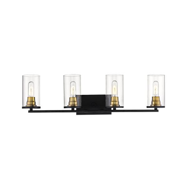 Millenium Lighting Burbank 4-Light Vanity Light With Clear Glass - Matte Black/Heirloom Bronze