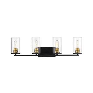 Millenium Lighting Burbank 4-Light Vanity Light With Clear Glass - Matte Black/Heirloom Bronze