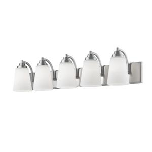 Millenium Lighting 5-Light Vanity Light With Etched White Glass - Satin Nickel