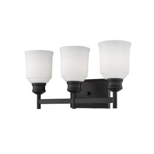 Millenium Lighting Burbank 3-Light Vanity Light With Etched White Glass - Matte Black