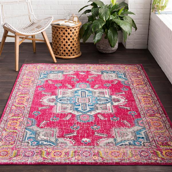 Surya Aura Silk updated traditional area rug - 7-ft 10-in x 10-ft 3-in - Rectangular - Pink