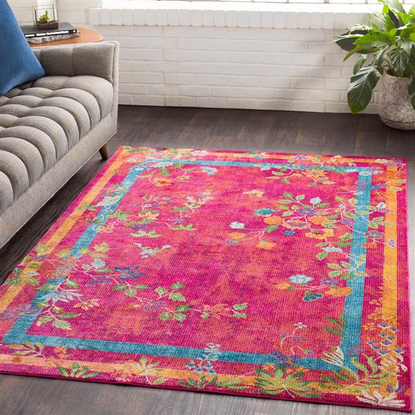 Surya Aura Silk updated traditional area rug - 7-ft 10-in x 10-ft 3-in - Rectangular - Pink