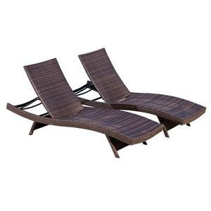 Best Selling Home Decor Tiki Adjustable Chaise Lounge - Brown - Set of 2