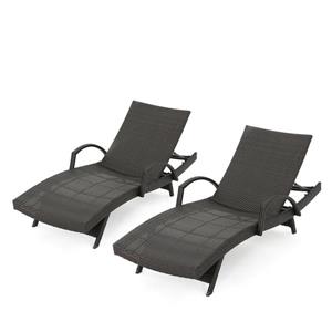 Best Selling Home Decor Loma Chaise Lounge Chair with Arms - Brown Wicker - Set of 2