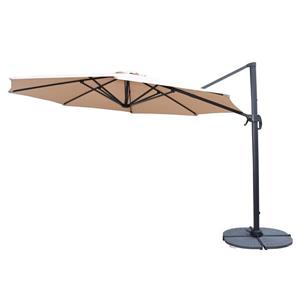 Oakland Living Cantilever 11-ft Umbrella and Gray Stand - 5-piece set - Beige