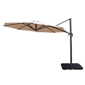 Oakland Living Cantilever 11-ft Umbrella and Black Stand - 5-Piece Set - Beige