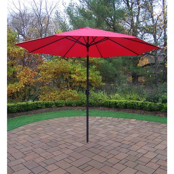 Oakland Living 9-ft Umbrella with Crank and Tilt System - Red and Black