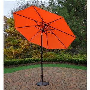 Oakland Living 9-ft Umbrella with Crank & Tilt System - Black Stand - Orange