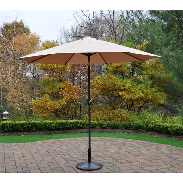 Oakland Living 9-ft Umbrella with Crank & Tilt System - Black Stand ...