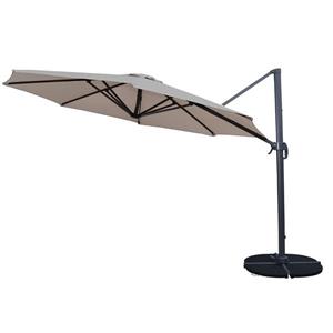 Oakland Living Cantilever 11-ft Umbrella and Black Stand - 5-Piece Set - Beige