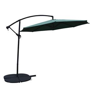 Oakland Living Cantilever 10-ft Umbrella and 4-Piece Weights and Black Stand- Green