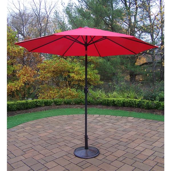 Oakland Living 9ft Umbrella with Crank & Tilt System and Black Stand