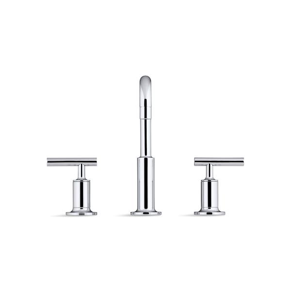 KOHLER Purist Widespread Bathroom Sink Faucet with High Gooseneck Spout - Nickel