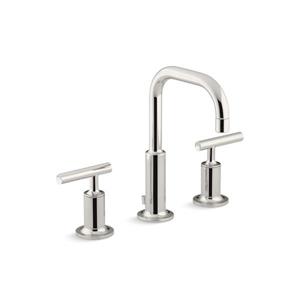 KOHLER Purist Widespread Bathroom Sink Faucet with High Gooseneck Spout - Nickel